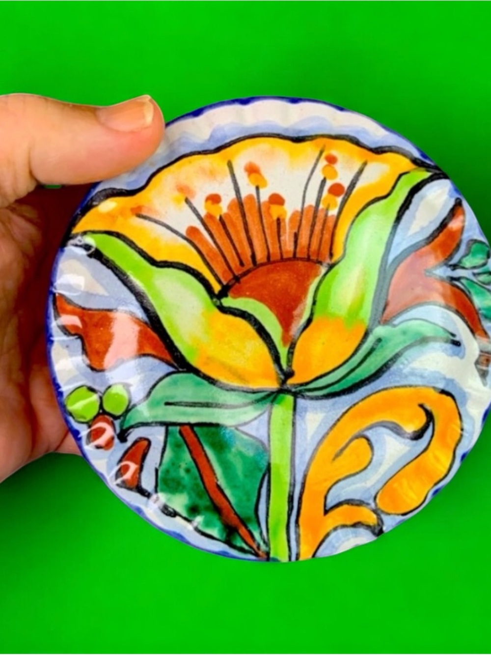 trinket box Vintage, hand painted, made in mexico trinket box talavera